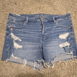 American Eagle Outfitters Blue Distressed Jean Shorts